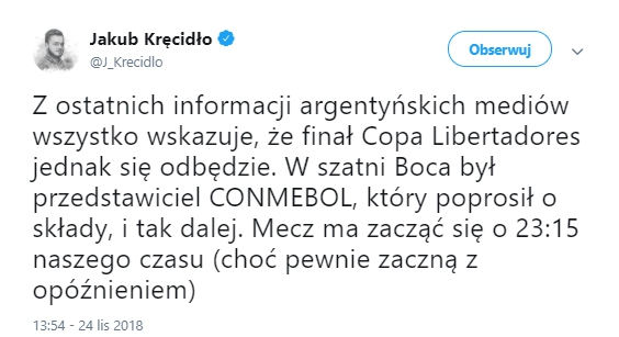 NAJNOWSZE informacje ws. meczu River Plate - Boca Juniors